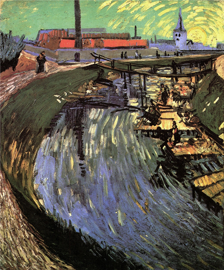 Canal With Women Washing Van Gogh Oil Painting